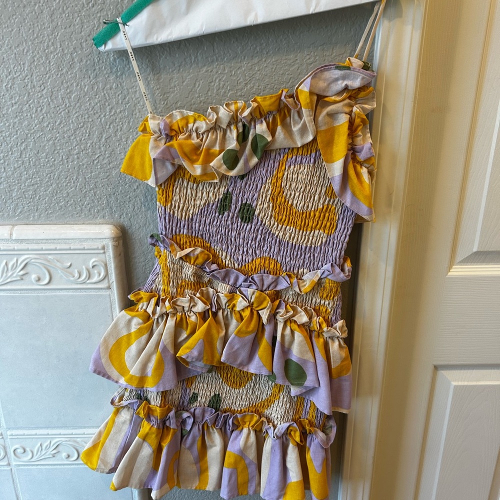 Sabo Skirt One Shoulder Dress - Yellow and Purple